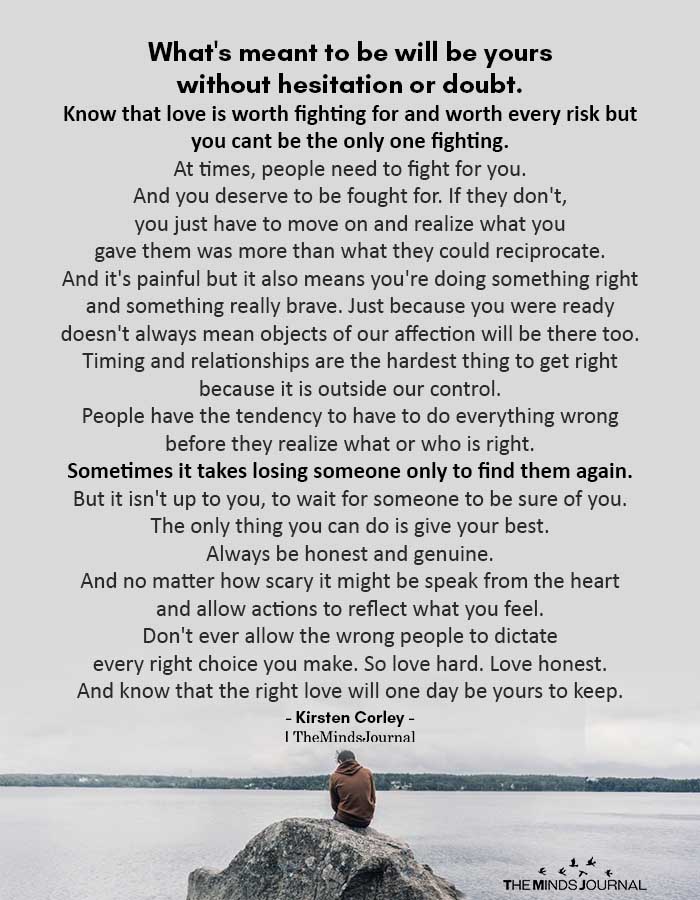 What’s Meant To Be Will Be Yours Without Hesitation Or Doubt
