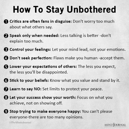 How To Stay Unbothered – Life Lessons Quotes