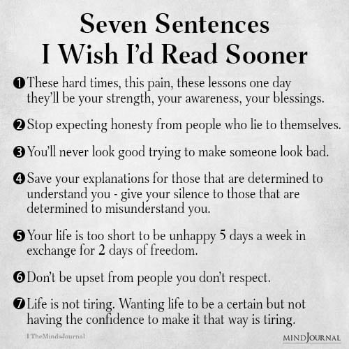 Seven Sentences I Wish I’d Read Sooner – Life Lessons Quotes