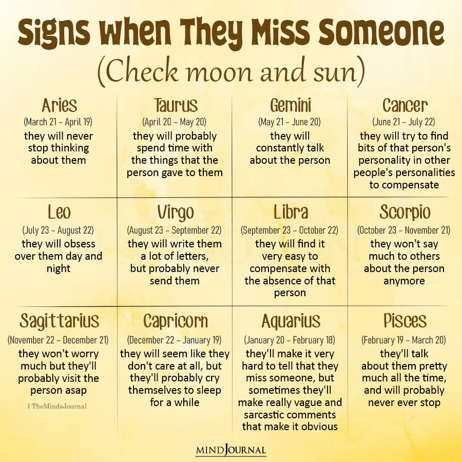 Zodiac Signs When They Miss Someone